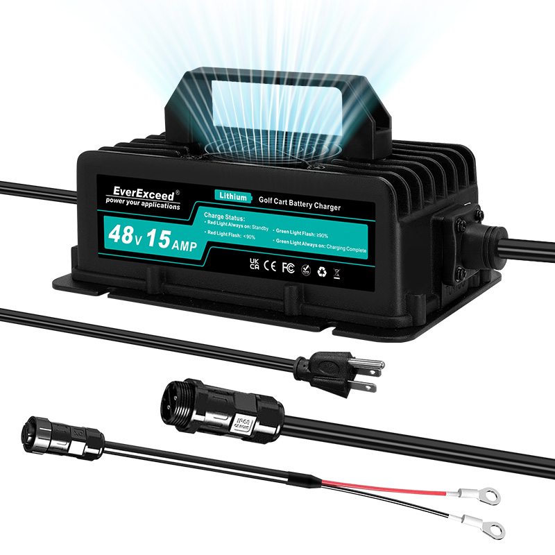 Pengisi Daya Baterai LifePO4 48V 15A untuk Kereta Golf -EverExceed