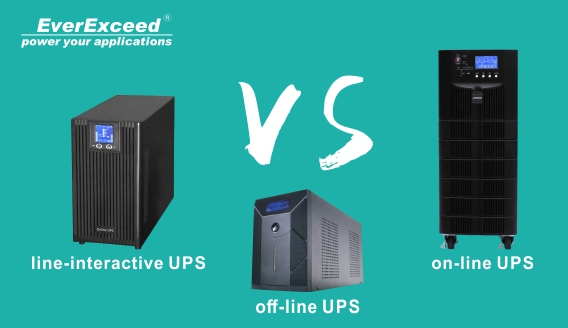 Perbandingan antara UPS off-line, on-line dan line-interactive
