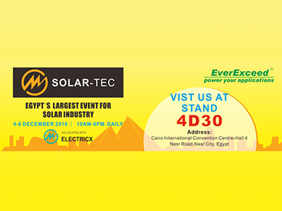 Selamat datang untuk Mengunjungi EverExceed di Electricx & Solar-Tec 2016